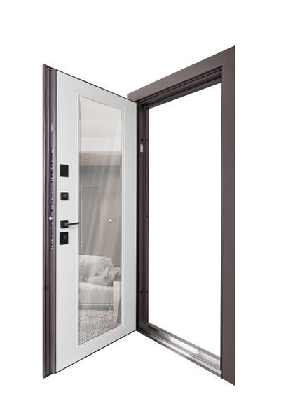 Вхідні двері з дзеркалом модель Mira комплектація Megapolis Kale ABWEHR (549) 860х2050 Праві Abwehr_1632-860-R фото